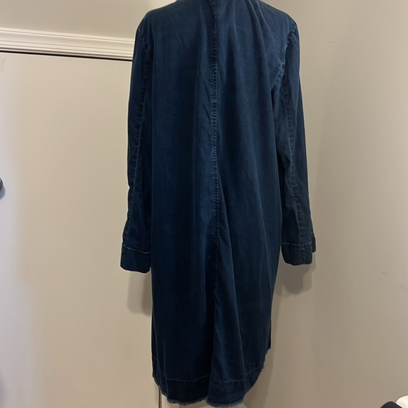 Navy Blue Jean Jacket with Draped Collar - Picture 5 of 5
